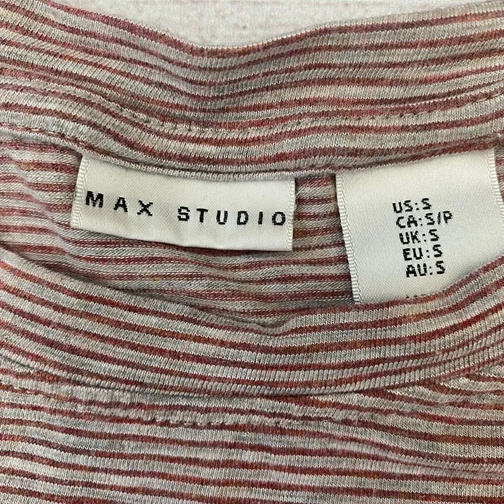 Max studio Crewneck stripe crop short sleeve top sz S women